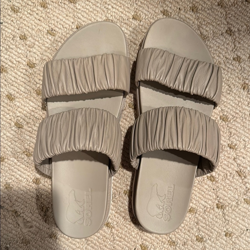 Sorel Beige Slide Sandals